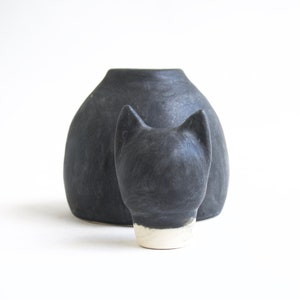 Small Matte Charcoal Cat Urn - black cat, gray cat, cat urn, kitty urn, handmade cat urn, urn for cats, gray cat urn