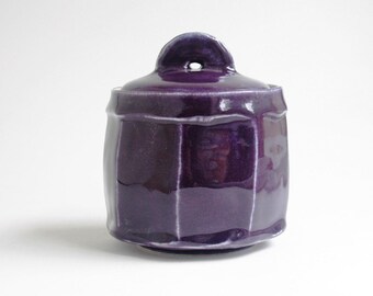 xs Purple Pet Urn - 20 lbs - lap dog urn, ceramic dog urn, purple cat urn, handmade pet urn, purple cremation urn