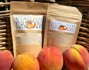 NEW FLAVOR! Handcrafted Peach Infused Sugar | Made with Fresh South Carolina Peaches