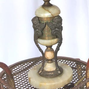 20%off-French Empire GREEN ONYX BRONZE-Ormolu Lamp with Bronze Cherubs Decor 19 c.