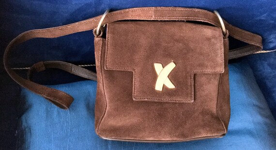 Authentic PALOMA PICASSO Brown Suede Purse-SHOULDE