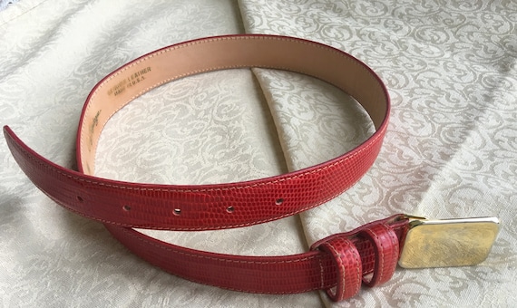 Guy MONTAGUE RED Textured Genuine Leather BELT S-M - image 6