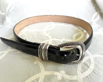 De VECCHI by Hamilton Hodge BACK Leather BELT W Gold Tone  display picture 2