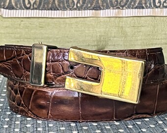 20%off-Judith Jack Brown Textured Genuine Leather Belt Gold Tone Buckle.L