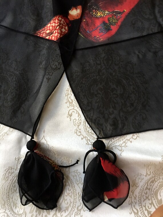 STYLISH Designer Fine SILK SCARF-Black Red - image 5