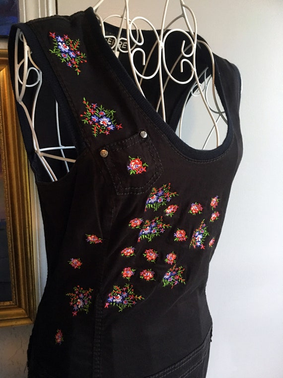 SALE GIANFRANCO FERRE Black Embroidered Vintage S… - image 5