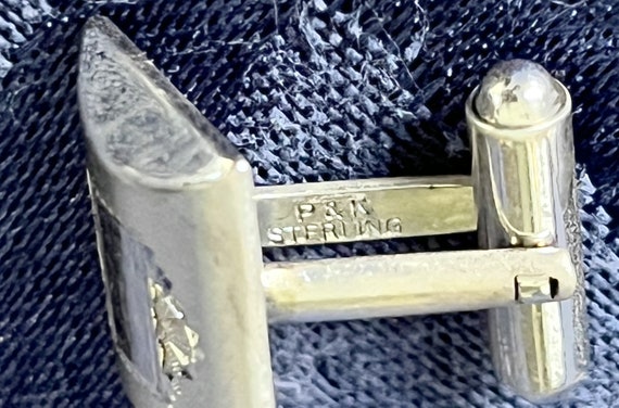 SOLID STERLING Mid-century  Engraved CUFFLINKS Si… - image 7