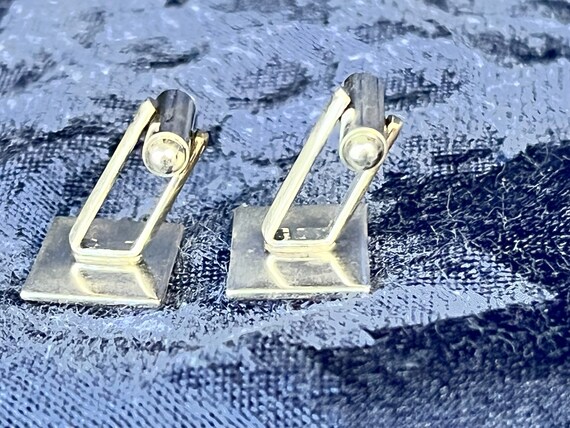 SOLID STERLING Mid-century  Engraved CUFFLINKS Si… - image 8