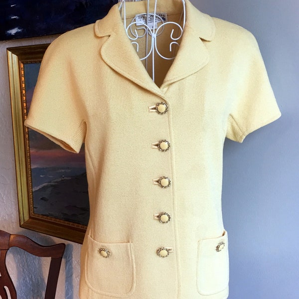 St. JOHN'S Collection by Marie Gray YELLOW Short-sleeve Knit JACKET (2)