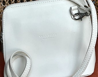 Vintage White Small Crossbody Bag by Vera Pelle Italy