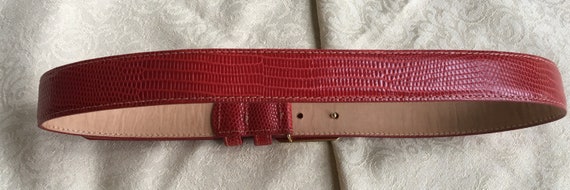 Guy MONTAGUE RED Textured Genuine Leather BELT S-M - image 9