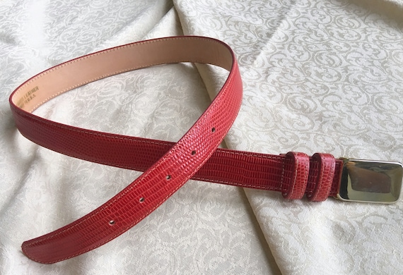Guy MONTAGUE RED Textured Genuine Leather BELT S-M - image 1