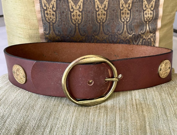 20%off-Brown Leather BELT Gold Coins NAPOLEON & B… - image 1