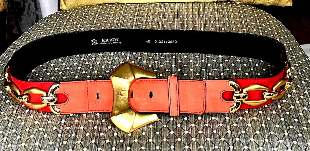 ESCADA belt Escada Womens Belt Purple Leather Skinny Goldtone Logo  main image 3