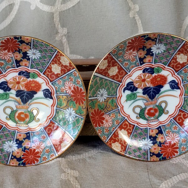 IMARI FAN Pattern Porcelain Demitasse Plates  ARITA- Set of 2