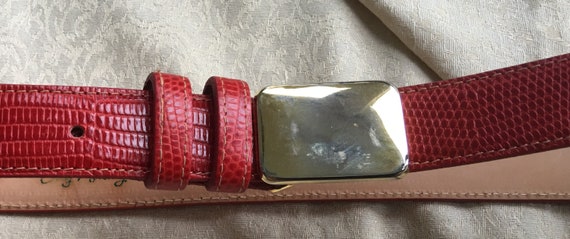 Guy MONTAGUE RED Textured Genuine Leather BELT S-M - image 2