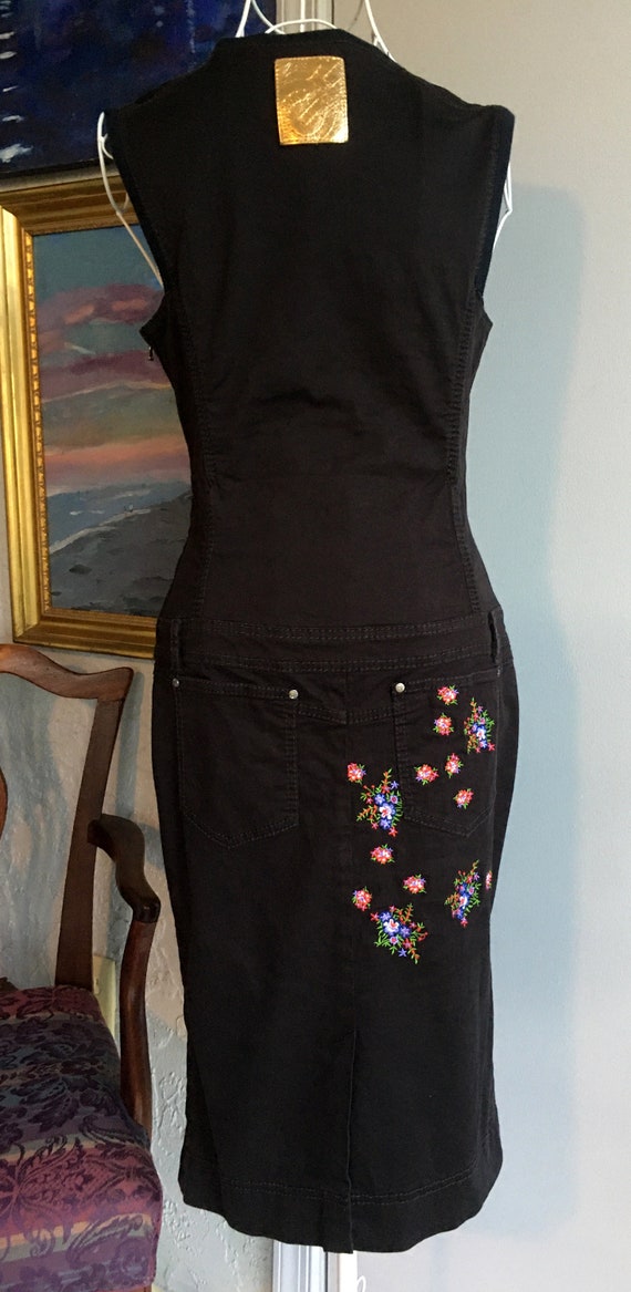SALE GIANFRANCO FERRE Black Embroidered Vintage S… - image 4