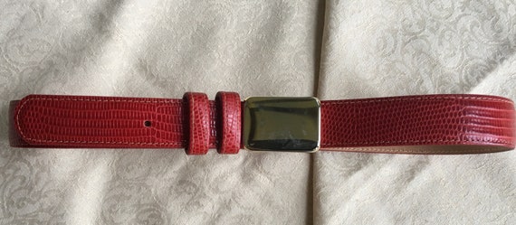 Guy MONTAGUE RED Textured Genuine Leather BELT S-M - image 8