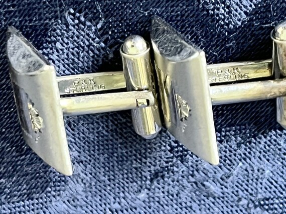SOLID STERLING Mid-century  Engraved CUFFLINKS Si… - image 3