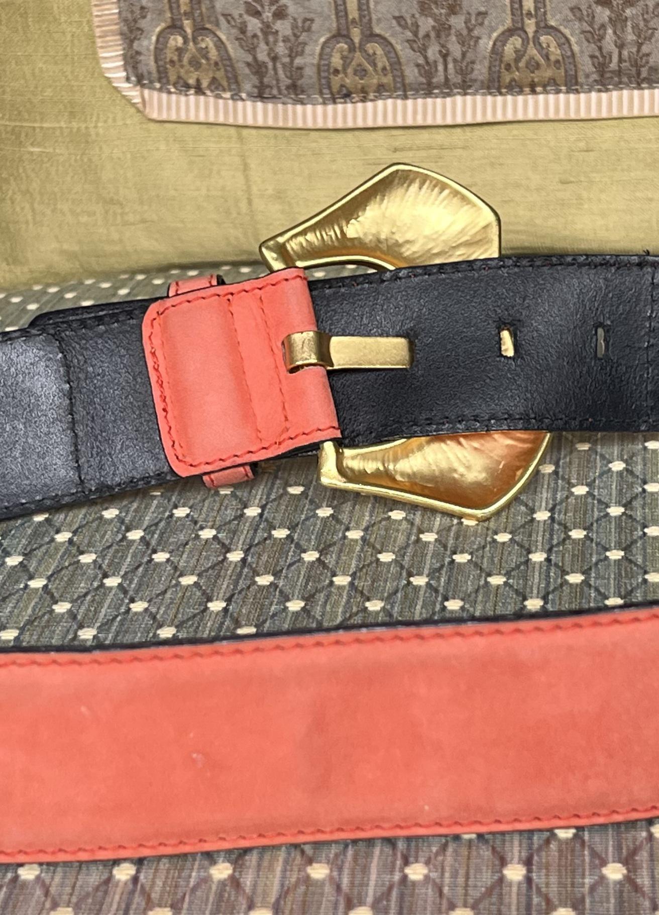 Vintage Stylish ESCADA ORANGE Suede BELT With Gold  display picture 3