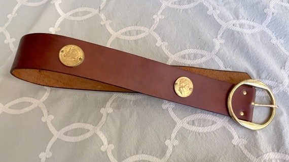 20%off-Brown Leather BELT Gold Coins NAPOLEON & B… - image 2