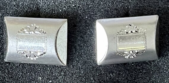 SOLID STERLING Mid-century  Engraved CUFFLINKS Si… - image 4