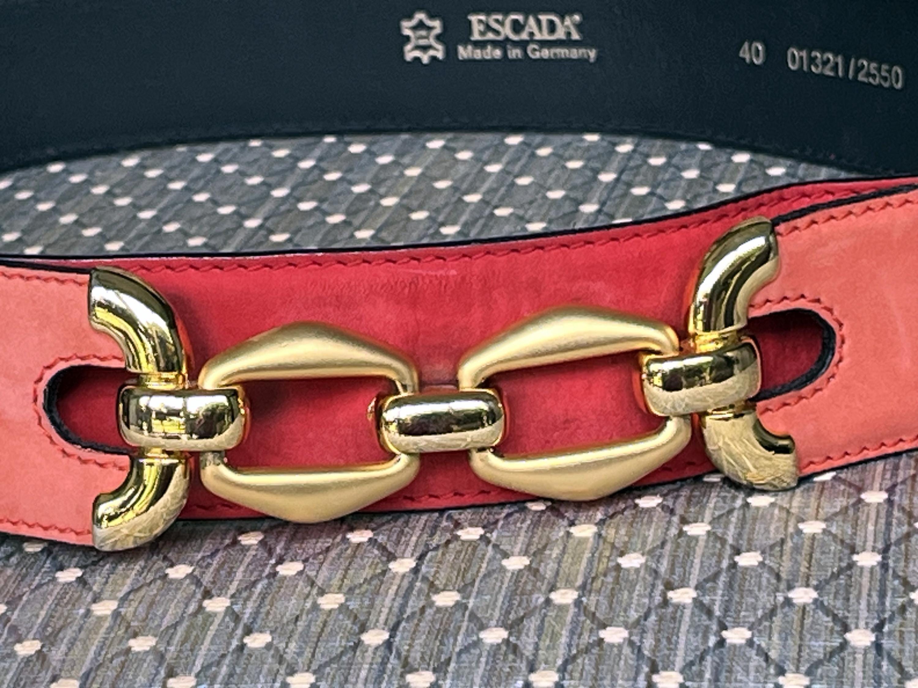 Vintage Stylish ESCADA ORANGE Suede BELT With Gold 