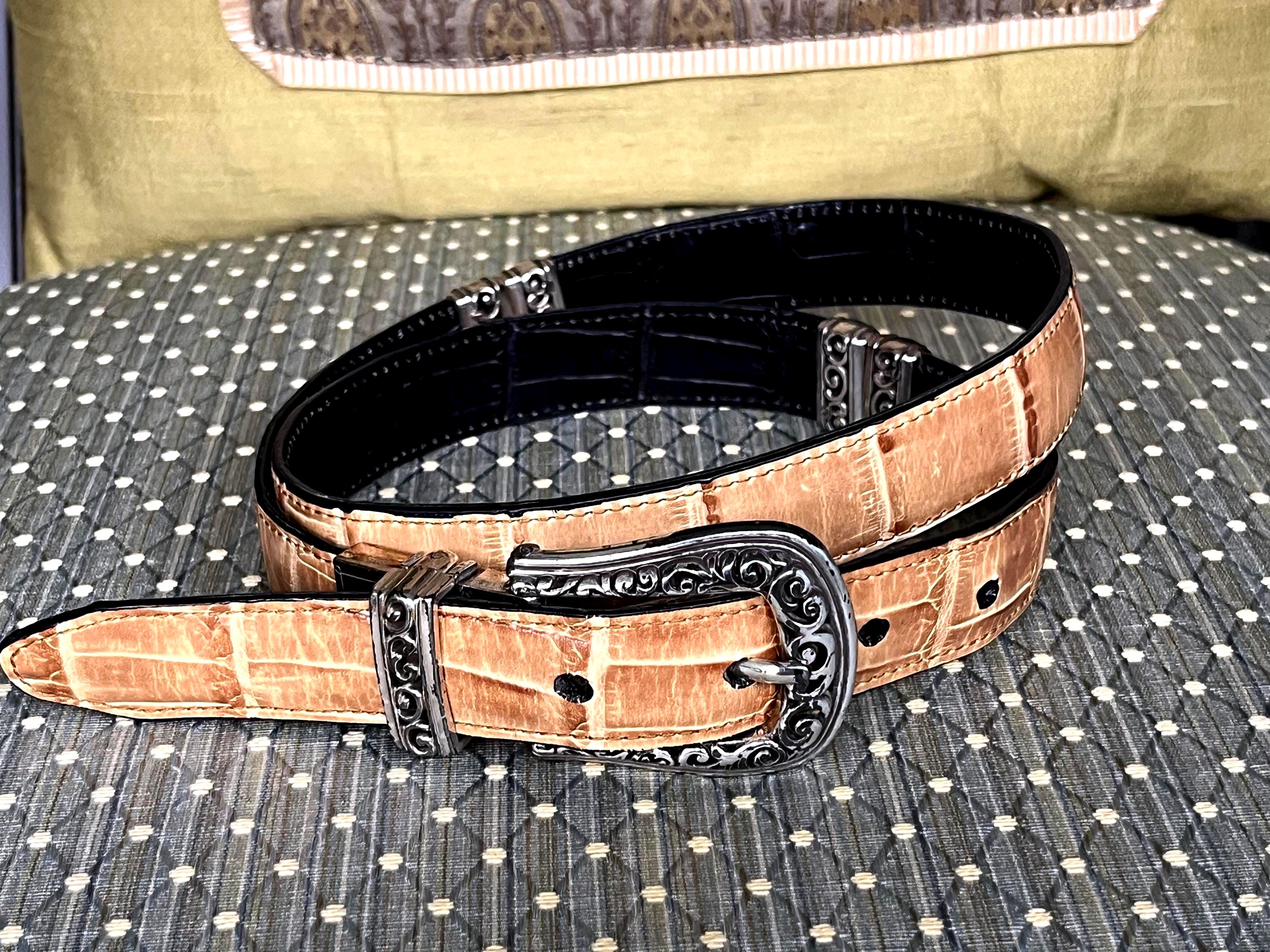 Brighton Belt Size ML/ 32 Leather Brown Silver & Gold Tone Buckle & Tip Western Brighton Usa Belt - Etsy main image 3