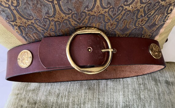 20%off-Brown Leather BELT Gold Coins NAPOLEON & B… - image 3