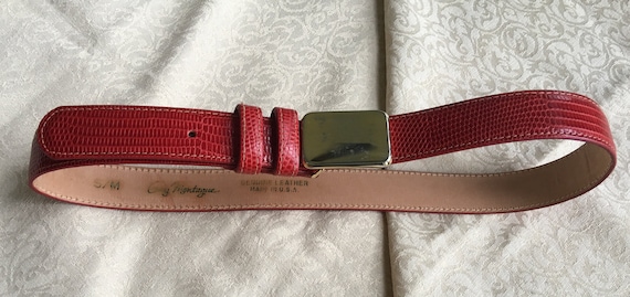 Guy MONTAGUE RED Textured Genuine Leather BELT S-M - image 7