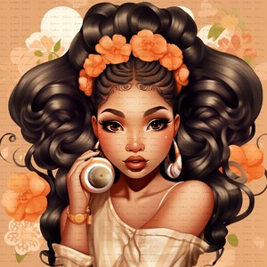 Floral Diva1 PNG - Frühlingsblüte - Floral African American Girl - Schön -Cricut Design oder Silhouette - Black Girl Magic