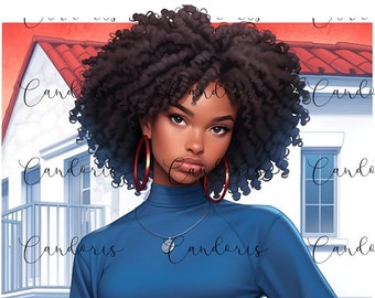 Just Chilling - Black Girl Diva PNG Digital Download -Diva - African American Girl