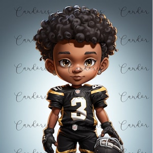Football Champ Sports PNG - Cute Black Player - African American - Football Love PNG - Designs Cricut Silhouette Cut Cutting