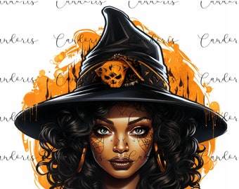Halloween African American Witch PNG – Black Diva, Melanin Queen (Digital Download)