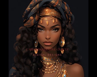 Beautiful Melanin Goddess Diva Picture PNG In Sublimation Design For Diva Lovers, T-shirt Design, Black Girl Magic