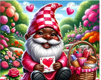 Big Daddy Gnome Love PNG - Black Gnome PNG - African American Gnome Art