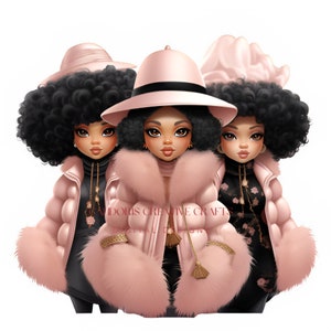 Black Girl-diva's digitale download png, mooie zwarte afrozusjes digitale download png, Black Girl Magic