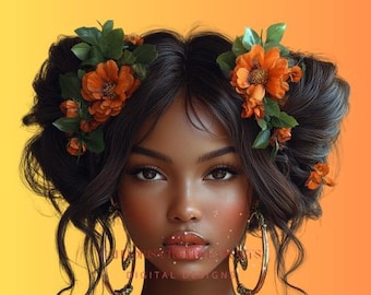 African American Diva Digital Download PNG - Goddess - Beautiful Diva - Black Girl Magic