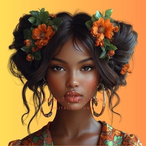 African American Diva Digital Download PNG - Göttin - Schöne Diva - schwarze Mädchen Magie