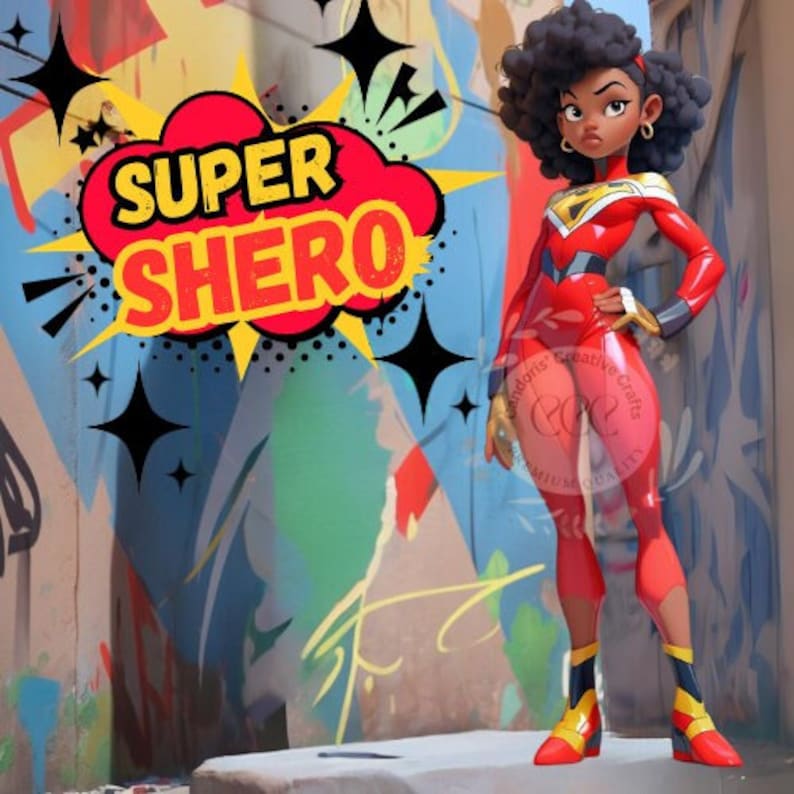 Shero Rwnd Super Shero PNG Digital Download - Super Woman Shero, African American ...