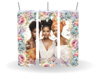 DIVA Black WOMEN Picture 20oz Skinny Tumbler WRAP Png In Sublimation Design For Diva Lovers, Clear Path1 Trending Digital Pride Tumbler Wrap