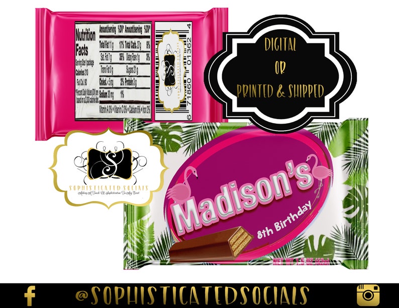 Flamingo Party Favors Flamingle Wafer Candy Kit Kat Inspired Labels Flamingle Baby Shower Favors Printed Favors Candy Labels Digital
