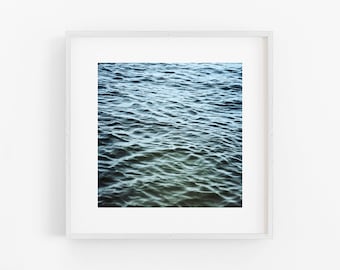 Ocean waves, ocean water photograph, teal blue water, ripples, beach decor, coastal wall art