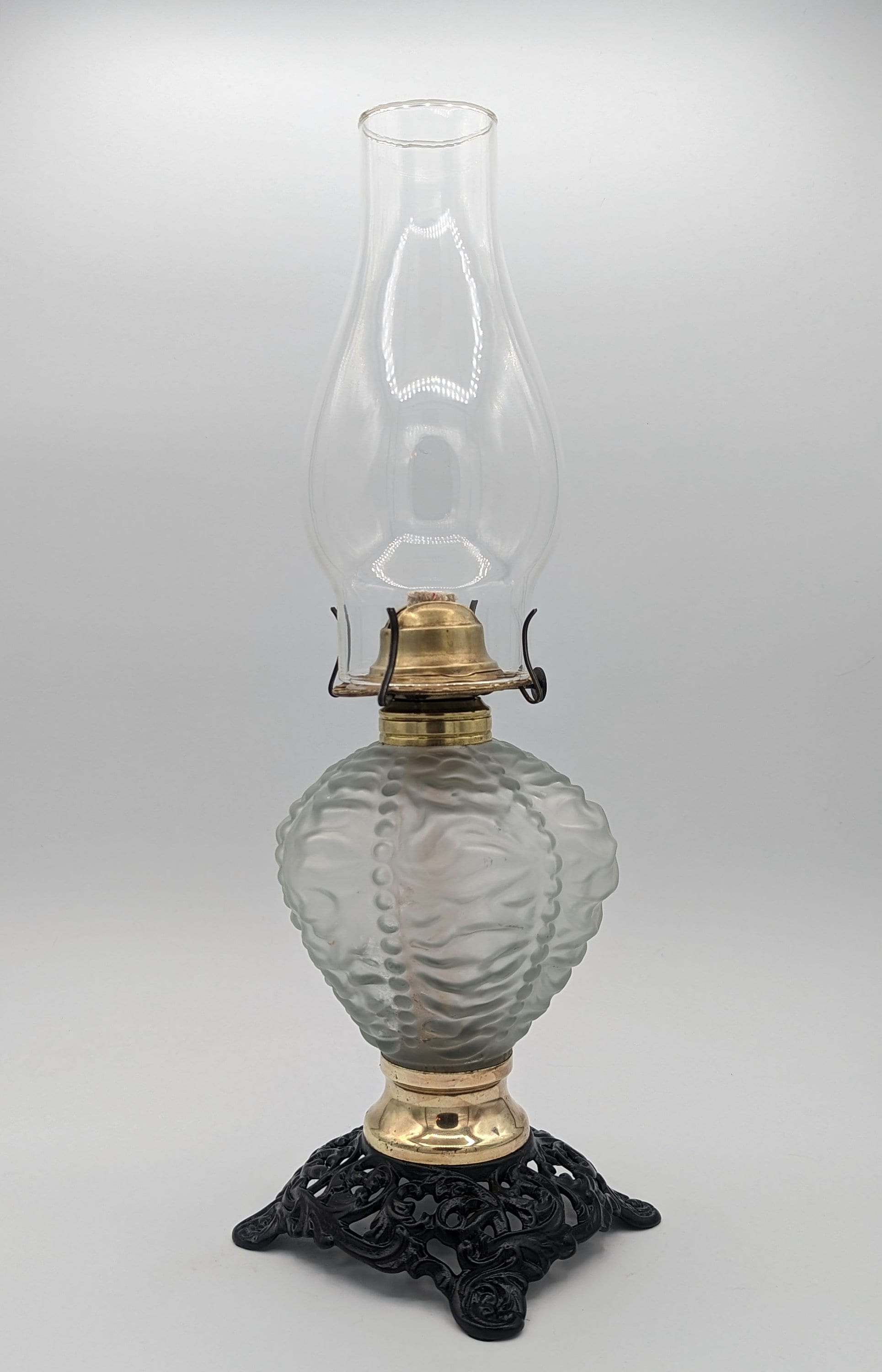 Antique Oil Lamp Oil Lantern Beaded Crinkle Beaded Drape by
