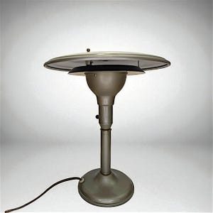 Vintage 1950's Electric Saucer light Desk Lamp by the M.G Wheeler Co. Sight Light Corp  Leroy C Doane Design Mid Century Modern Art Lighting
