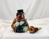 Antique Austrian Porcelain Tobacco Humidor, Tobacco jar with Antique Stag Horn Antler Cigarette Holder 1900 1920 Tobaccocina, Vintage Pipe.