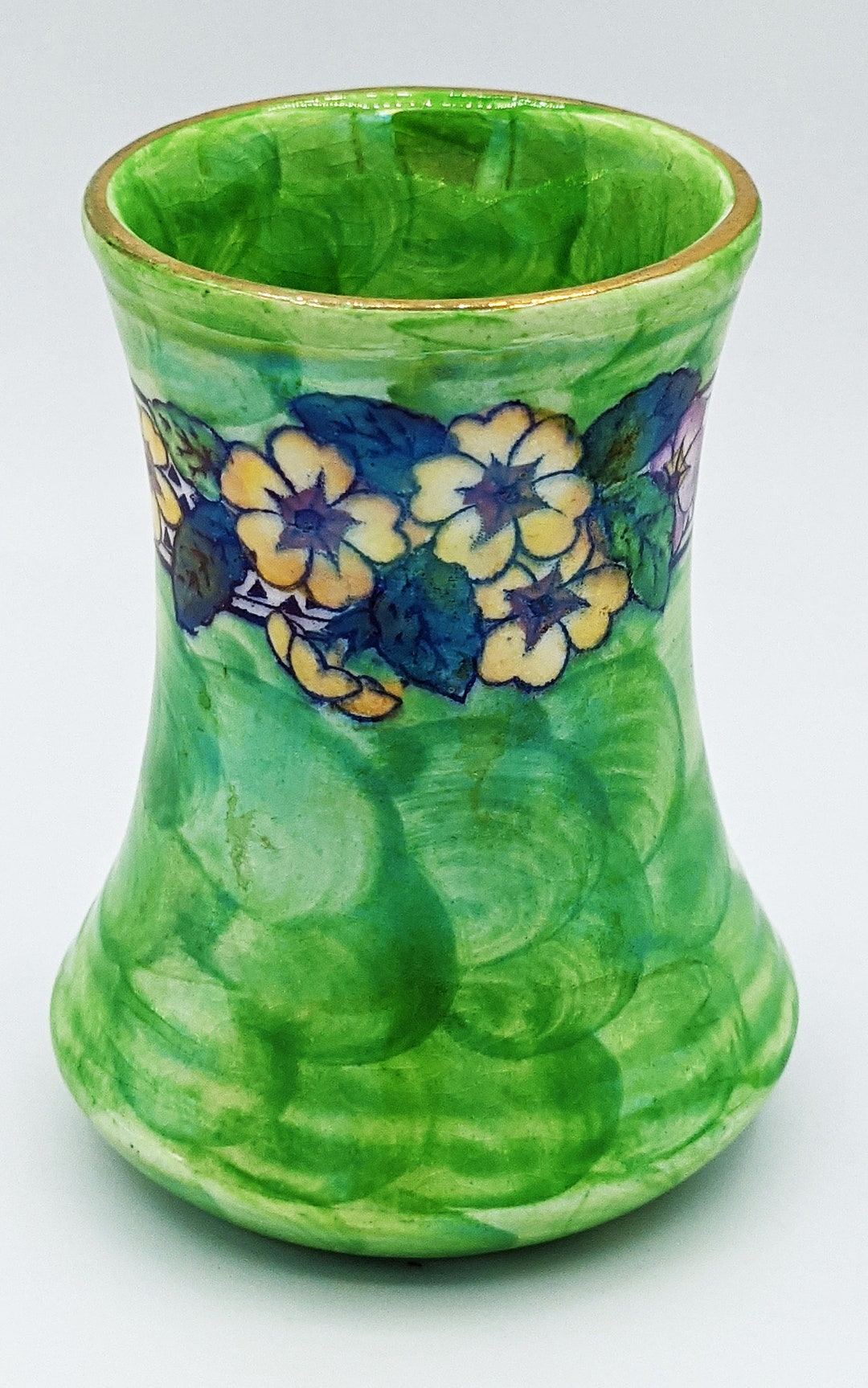 Vintage Art Deco Maling Pottery Victoria Green Lustre Vase, Bud Vase