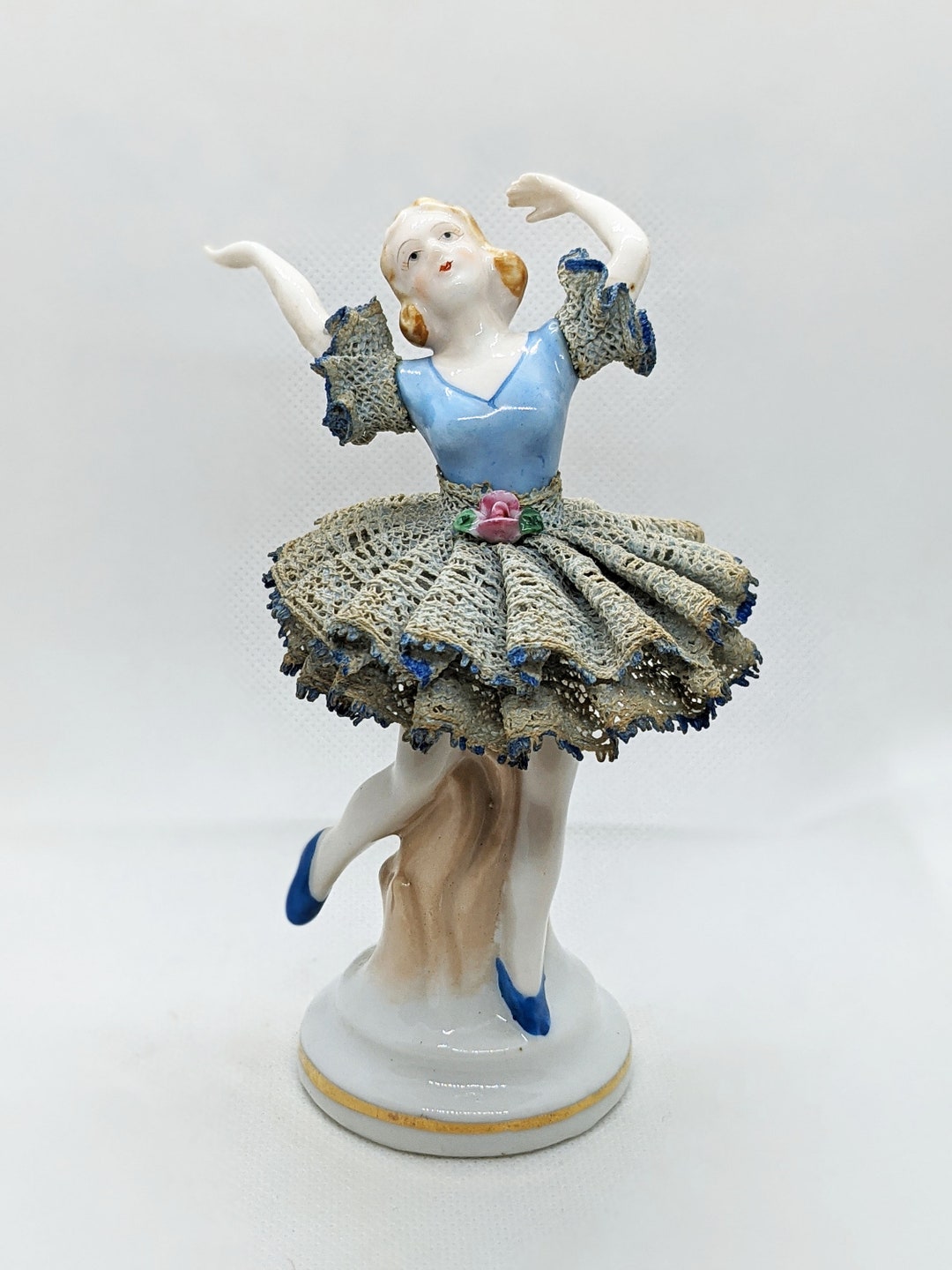 ①バレエ柄セット新品未使用 Vintage Ceramic Blue Ballet Dancer, Ballerina Figurine With
