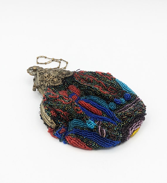 Antique Victorian Bead Purse Ca 1900, Hand Made w… - image 9