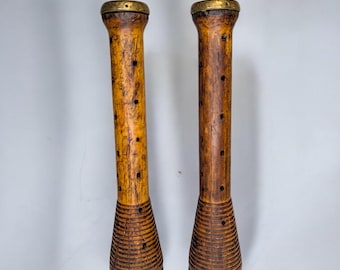 Antieke 12-inch industriële houten spindel uit de jaren 1920, draadspoel, spoelspoel primitief boerderijdecor